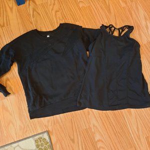 Fabletics Black Sweatshirt and Tank - S